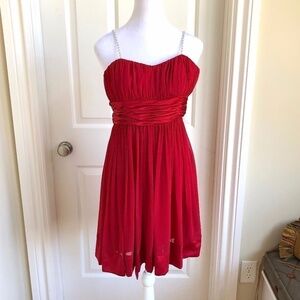 BCBGeneration Dress Red Cocktail Silver Embellished Straps (4)